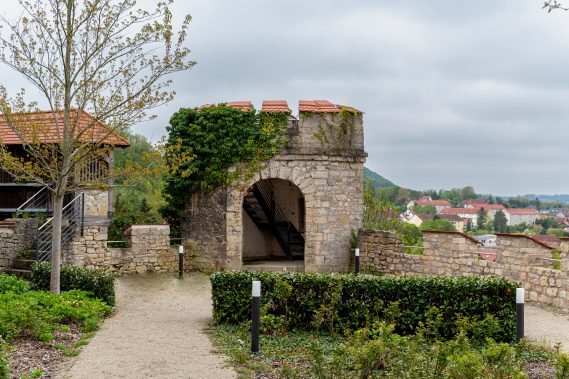Rosengarten mit Blick zum Tor